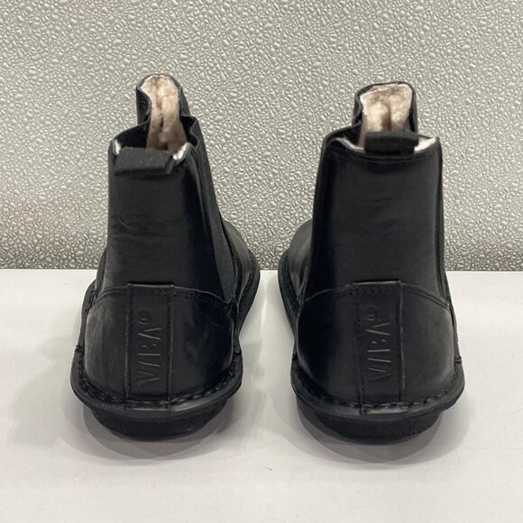 Vibae Helsinki Leather Boots Preto Black Shearling Women's - Picture 7 of 8